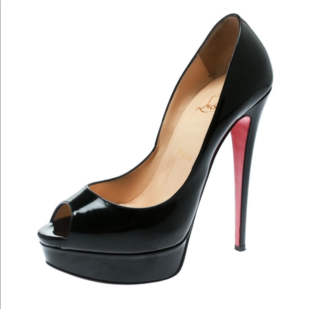 Red bottom peep toe platform red sole shoes
